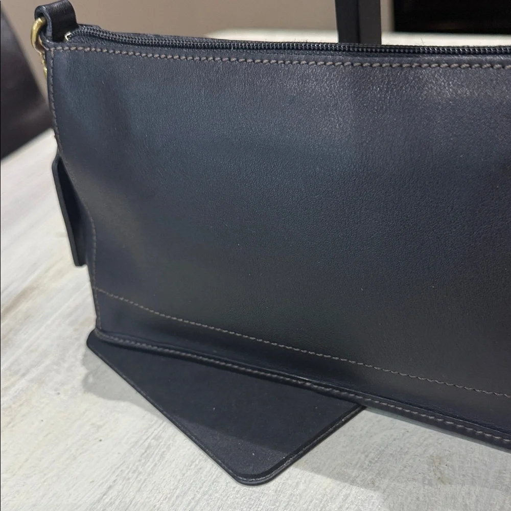 Vintage Coach SoHo Large Black Leather Wristlet Clutch- EUC